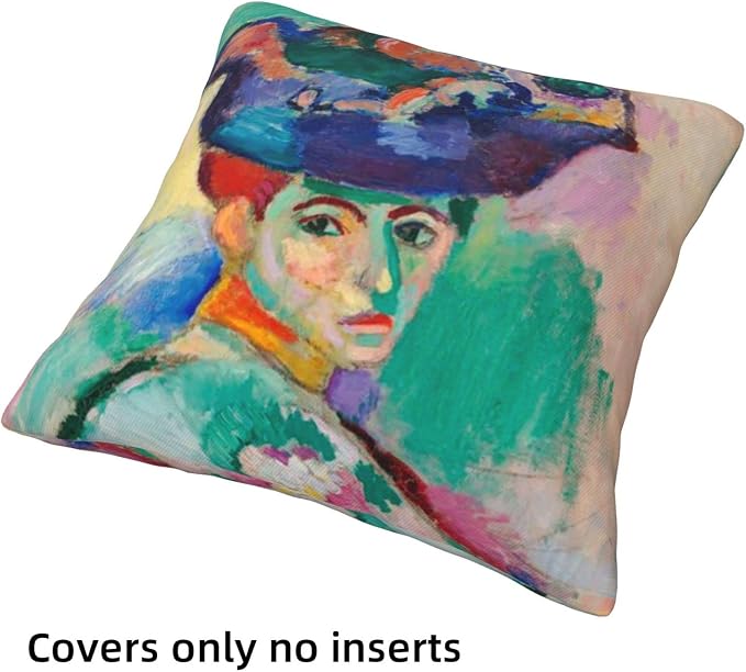 Matisse Pattern Throw Pillow Covers 18x18 inches Set of 4 Abstract Art Painting Pillow Cases Aesthetic Decorative Cushion Covers for Sofa Couch Living Room