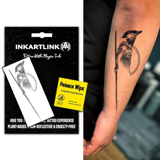 INKARTLINK Semi Permanent Tattoo, Creative Men's Party Tattoo, Exquisite and Realistic Design, Interesting Tattoo Experience, Cruelty-free, Non-reflective, Waterproof (Warrior)