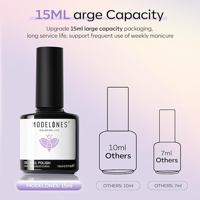 modelones Purple Gel Nail Polish Pastel Polish Lilac Purple Nail Polish Violet Soak Off Led Nail Gel Polish DIY Nail Art 15 ML