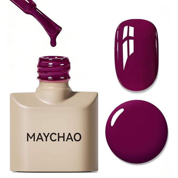 MAYCHAO 15ML Vino Red Gel Nail Polish 1Pc Claret-Red Nail Polish Soak Off UV LED Nail Gel Polish Nail Art Starter Manicure Salon DIY at Home, 0.5 OZ