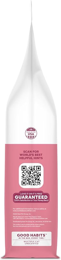 World's Best Cat Litter, Good Habits Cat Attract Litter, Unscented, 32 lb | Attracts cats and kittens with plant-based attractant; natural corn litter, quick clumping, flushable, 99% dust free formula