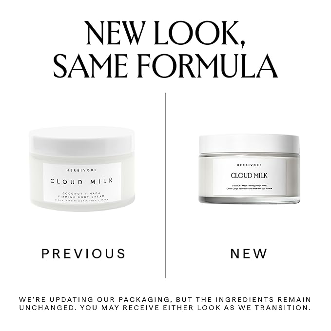 HERBIVORE Cloud Milk Coconut + Maca Firming Body Cream I Fast Absorbing Moisturizer for Smoother, Firmer Looking Skin I Vegan, for All Skin Types, 195 mL / 6.6 oz