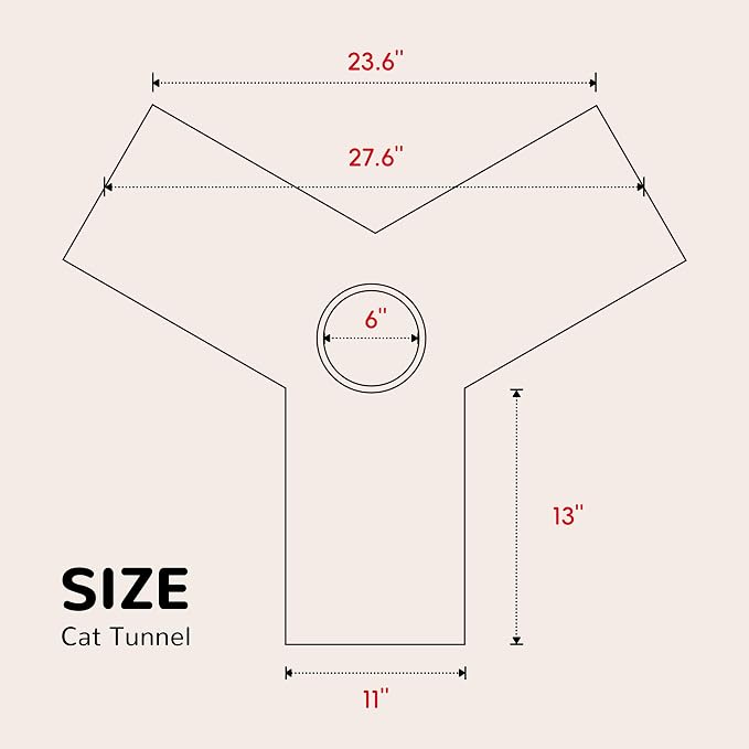Tempcore Cat Tunnel, 3-Way Collapsible Toy for Indoor Cats, Pink Rabbit