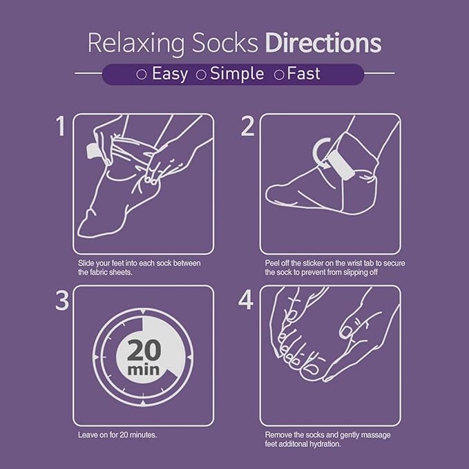 Epielle Relaxing Foot Mask 6 Pairs, Soften and Restore with Melatonin & Lavender Extract, Deep Moisturizing Socks for Dry, Cracked Feet, Self Care Gifts for Women, Spa Kit, Stocking Stuffers