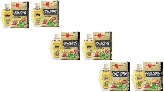 3 Packs - Twin Yellow Eagle Essentail Medicated Oil - Sau Chai Dau Con O Vang - 24mL per Bottle with 6 Bottles per Order - Made in Singapore