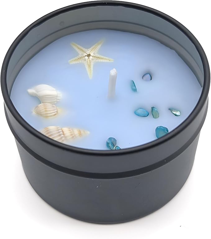 Ocean Breeze Scented Candle – 2.2oz Travel Tin Soy Wax Candle, Fresh & Clean Scent for Home, Meditation & Stress Relief