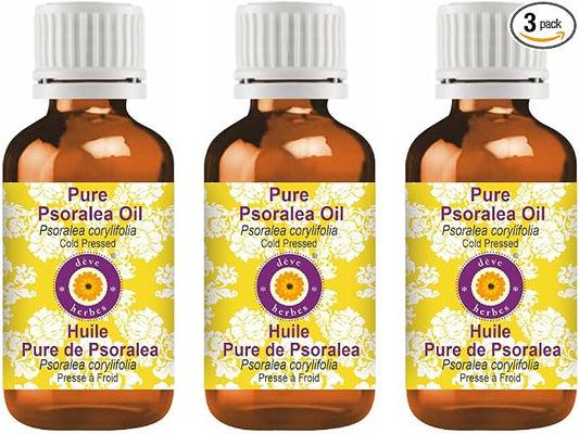 dève herbes Pure Psoralea Oil (Psoralea corylifolia) Cold Pressed (Pack of Three) 100ml X 3 (10 oz)