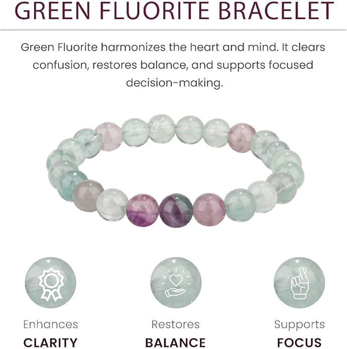 Crystal Vibe 8mm Beaded Bracelets For Women Men - Healing Crystal Bracelet - Adjustable Size