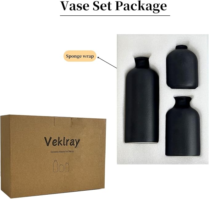 Small Ceramic Vase Set of 3,Modern Boho Farmhouse Flowers Vases | Decorative Vase for Dried Flowers,Pampas Grass,Home Decor,Shelf,Bathroom,Centerpiece for Entryway Table Distressed