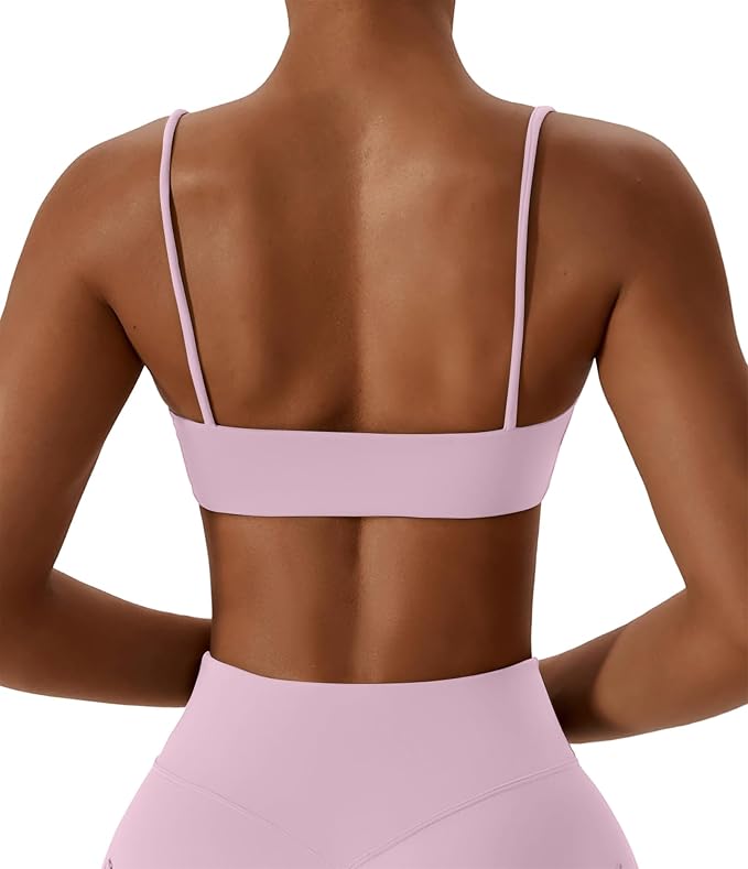 Comper Women's Sports Bras Wirefree Racerback Workout Bras Sexy Thin Straps Yoga Sport Bras with Removable Pads