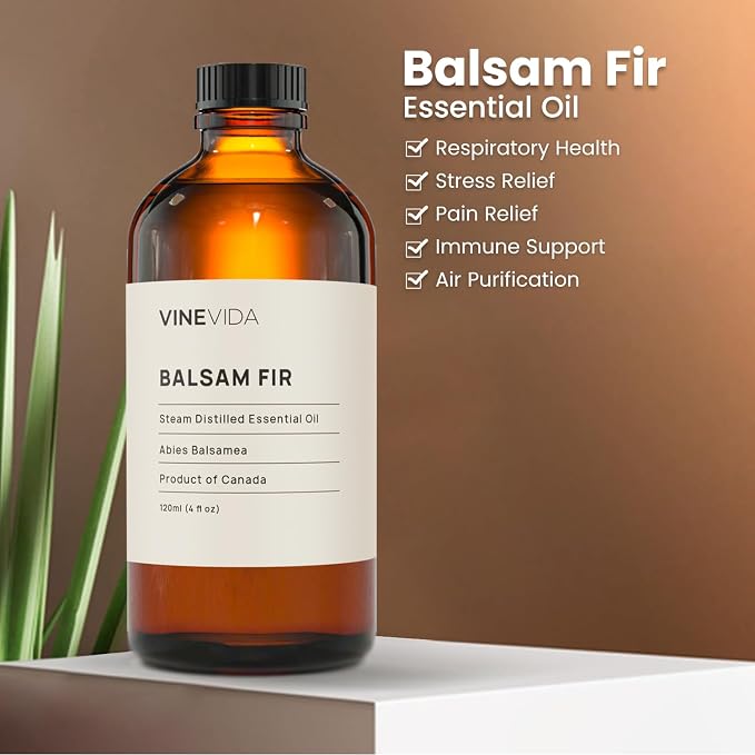 VINEVIDA Balsam Fir Essential Oil - 4 oz Undiluted - DIY Candle Scents - Bulk for Soap Making