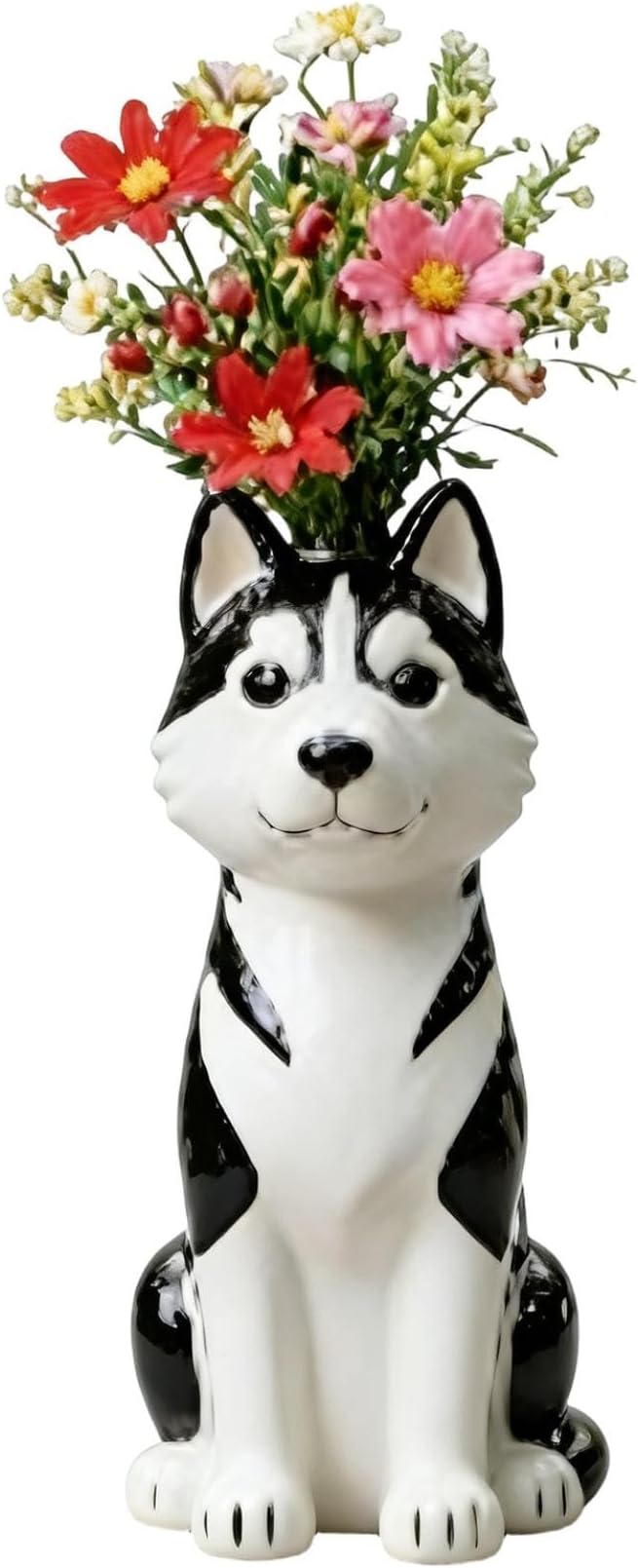 Quirky Dog Vase, Whimsical Boho Dog Flower Vase, Handcrafted Resin Decorative Dog Vases for Small Flowers, Funny Animal Resin Vases, Cute Puppy Planter for Desk Shelf, Boho Home Office Decor