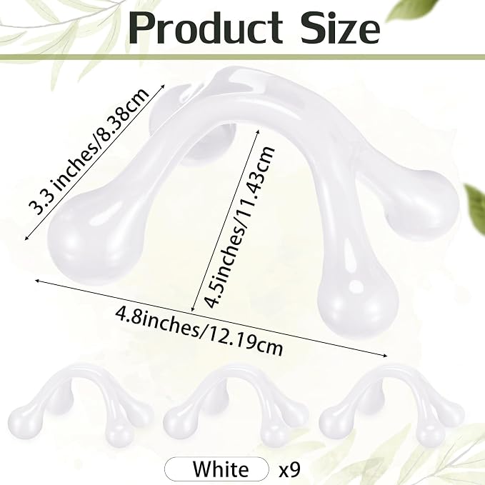 Liliful 9 Pcs 4 Point Massage Tools Small Hook Massager Handheld Palm Shaped Manual Back and Neck Massager Tools 4 Legged Hand Held for Body Muscles Arm Shoulder Leg (White)