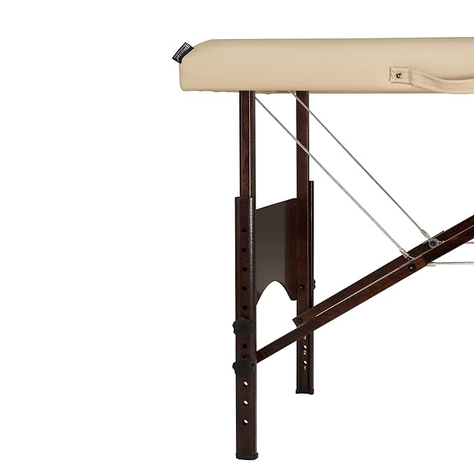 Master Massage Argo 28" Portable Massage Table with Walnut Legs – Spa Bed, Lash Table, Tattoo Bed, Beauty Bed – Cream