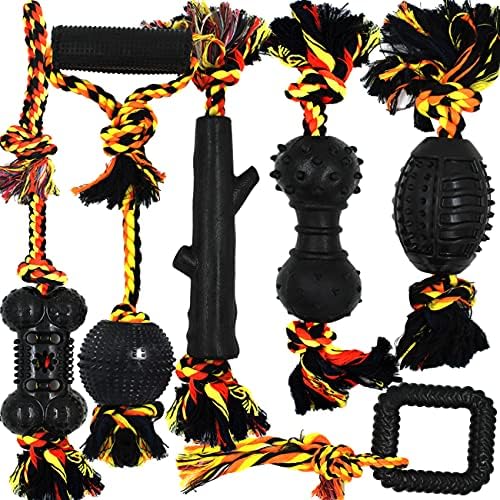 Yipetor Durable Dog Chew Toys 6 Pack, Cotton Rope Rubber Dog Toys