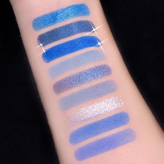 URQT Blue Ocean Mirage Eyeshadow Palette – 9 Highly Pigmented Aqua Blue & Silver Shades, Blendable Matte & Shimmer Finishes, Long-Lasting Cool Tone Eye Makeup Palette