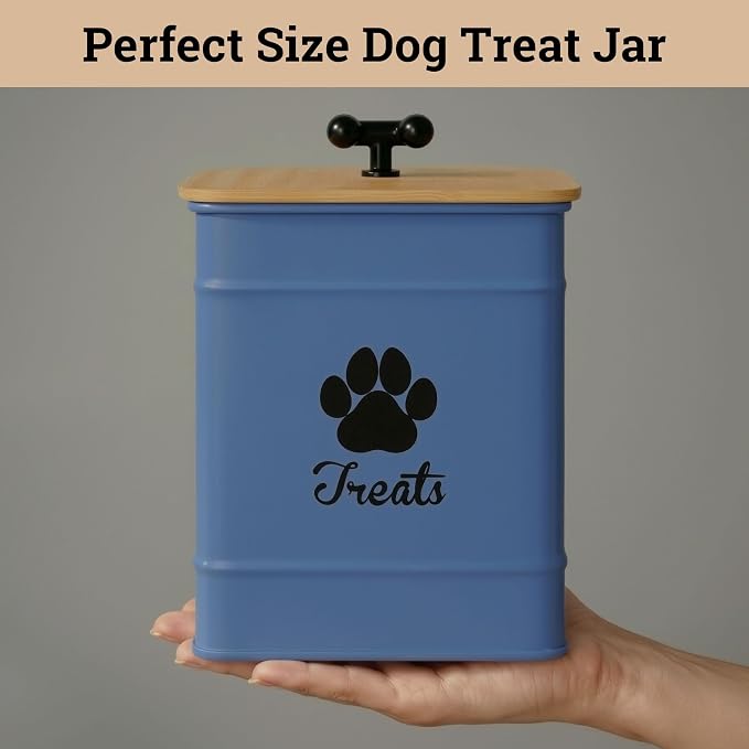 Dog Treat Container Airtight, 6"W x 8"H, Powder Coated, 12 Cup Capacity
