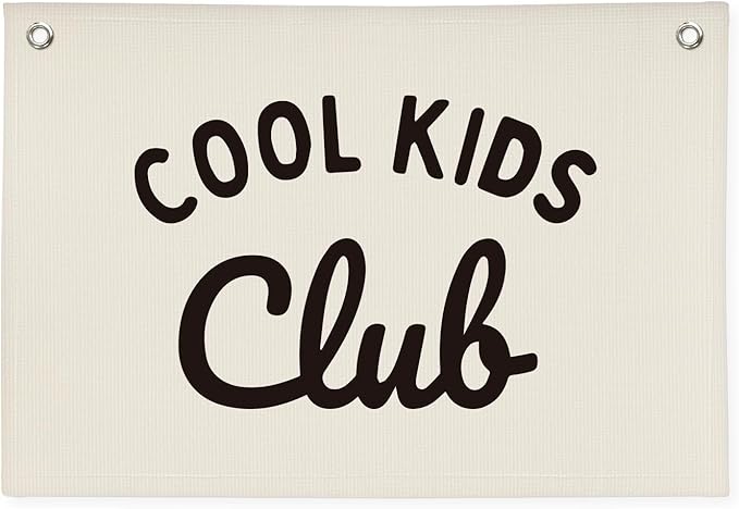 Playroom Wall Decor Cool Kids Club, Kids Playroom Decor, Linen Banner Wall Hanging Banner Flag, Classroom Decorations, Baby Shower Gifts 30x20