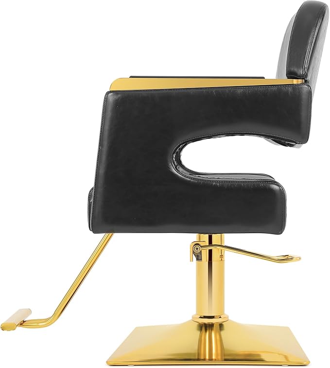 Artist hand Barber Salon Chair, Hair Stylist Chair with Heavy Duty Hydraulic Pump, 360 Degree Swivel, Spa Beauty Equipment Max Load Weight 330 Lbs, Black and Gold