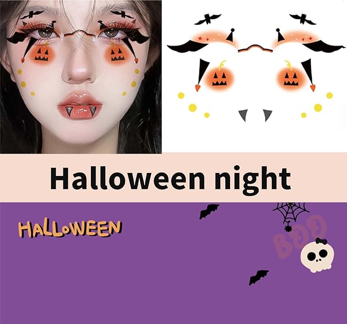 1 Pcs Freckles Face Tattoo, Halloween Prank Makeup Temporary Tattoo, Children's Face Stickers, Halloween Face Tattoo Stickers, Pumpkin Sticker, Glow Up Makeup
