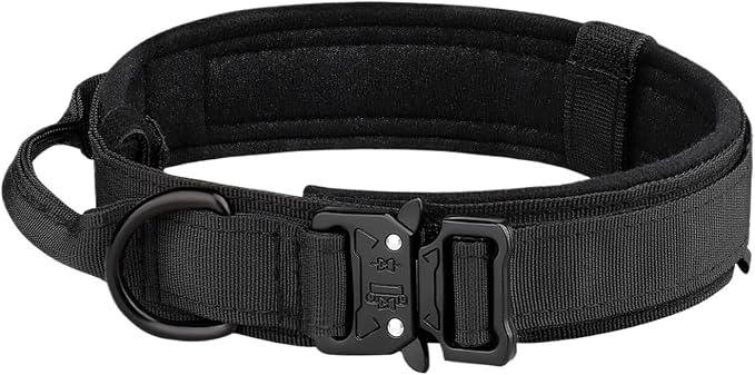 Dog Leash, Pet Products Outdoor Tactical Dog Collar Metal Buckle Breathability Nylon Medium and Large Training Neck(Black Smart APP,X-Large)
