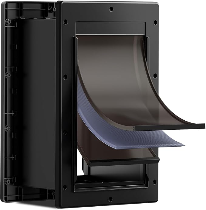 Plastic 3-Flap Dog Door for Wall, Medium Doggy Door for Pets Up to 45 LB