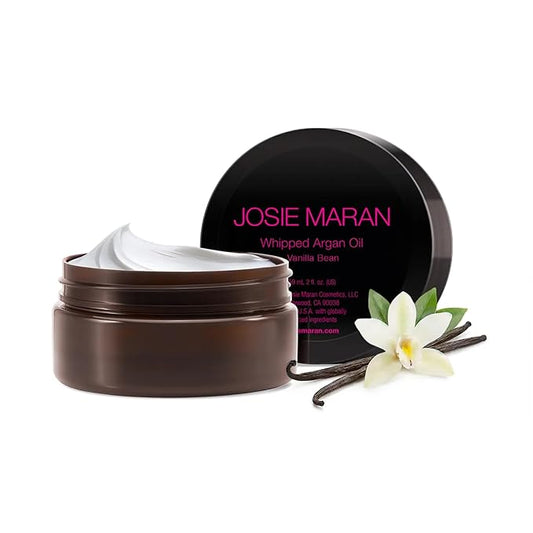 Josie Maran Whipped Body Butter - Skin Firming Body Cream with Argan Oil, Whipped Shea Butter, Avocado Oil & Essential Fatty Acids - Radiance-Boosting Skincare - Vanilla Bean (2 Fl oz)