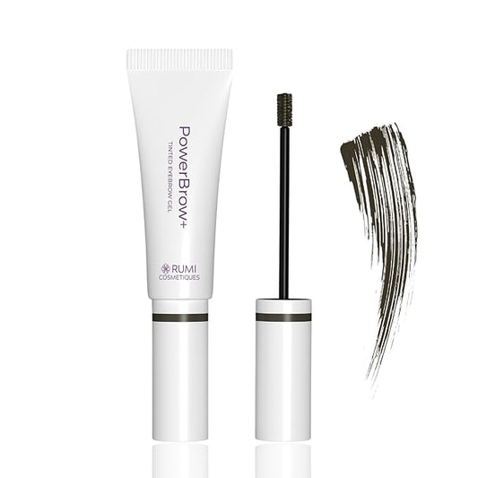 Rumi Cosmetiques PowerBrow+ Tinted Eyebrow Gel For Mature Women - Defines, Fills, Thickens Brows - 2-in-1 Formula - Natural Color, Quick Fixing, Long-Lasting - Hypoallergenic - Dark Brown (Espresso)