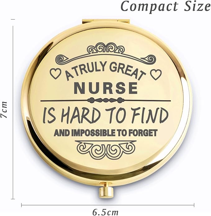 QUSTGO Nurse Appreciation Gifts for Women, Thank You Gifts for Nurse, Personalized Compact Mirror, Goodie Bag & Basket Stuffers for Valentines Day
