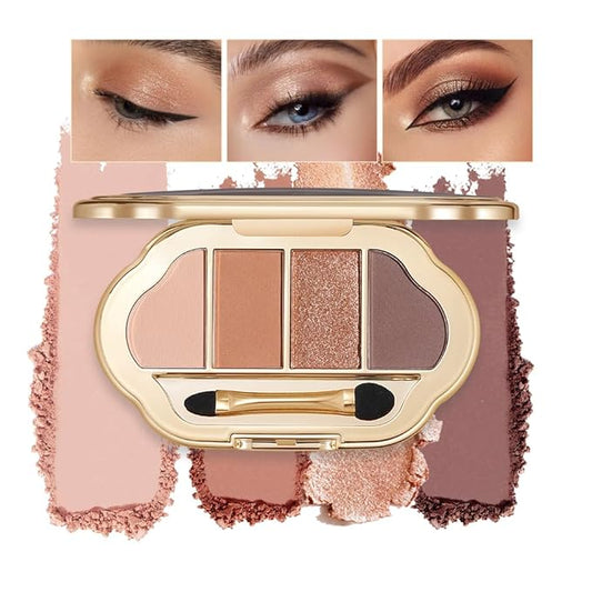 Neutral Nude Matte & Shimmer Eyeshadow Palette,Beige Brown Copper Taupe Brown Neutral-Warm Mattes Glitter Eye shadow Contour Makeup Palette for Mature Women, Blue Green Eyes, Daily Natural Makeup.