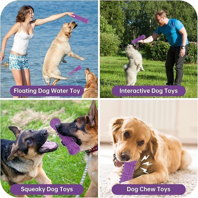 Dog Toys for Aggressive Chewers, Indestructible Dog Chewers for Medium & Large Breeds, Tough Squeaky Rubber Chew Toys to Keep Them Busy, Reduce Boredom, Teeth Cleaning, Milk Flavor