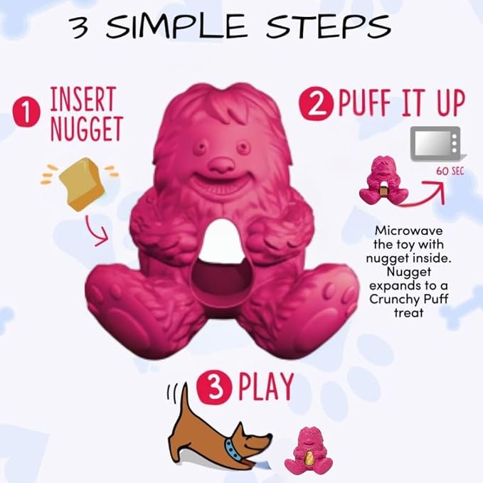 Yeti Puff & Play Interactive Dog Toy, Nugget Treat Dispenser, Pink Yeti