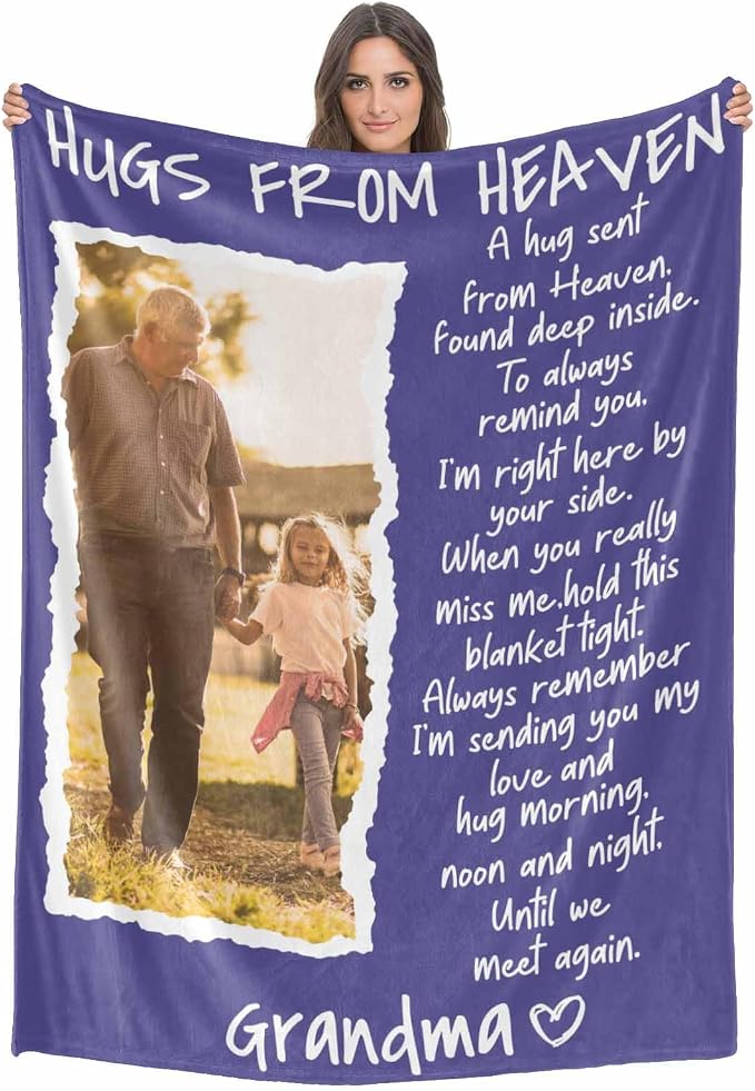 Custom Memorial Blanket with Photo - Sympathy Gift for Loss of Loved One | in Loving Memory Personalized Sympathy Blanket for Loss of Dad Mom Husband Wife Friend Memory of Loved One Gifts