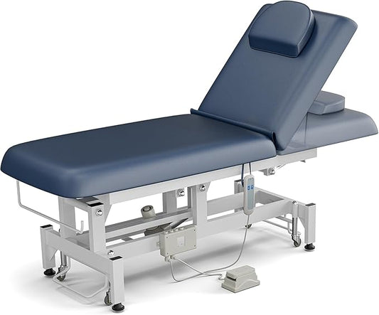 Icoget Electric Lift Massage Table Bed, Professional Facial Beds Treatment Table for Esthetician, Adjustable Backrest Physical Therapy Table, Waxing Beds for Salon, Blue