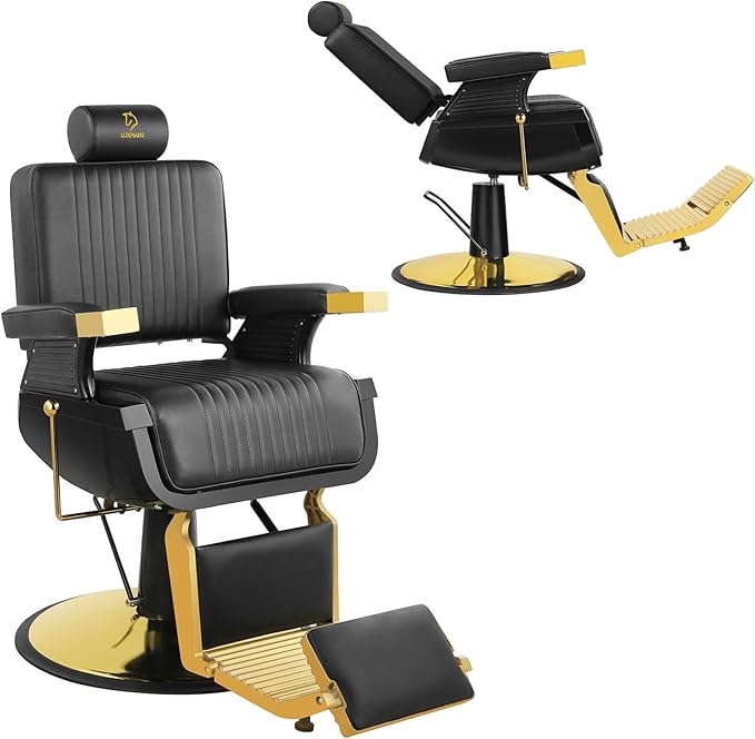 Barber Chair Hydraulic Reclining Salon Chair 360 Degrees Swivel Heavy Duty Styling Chairs for Hair Stylist Barber Salon Black