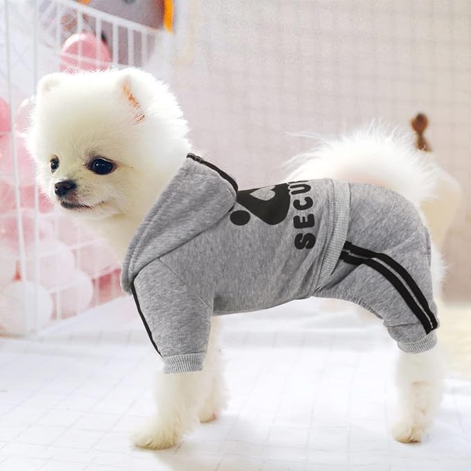 Dog Hoodie Security Clothes 4 Legs Jumpsuit Sweatshirt Hoodies Soft & Warm Dog Outfit Pullover Winter Clothes Sweater for Small Medium Large Dogs Cats (Gray, Medium)