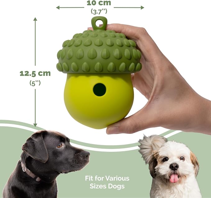 POPUPJOYS Interactive Treat Dispensing Dog Toys for Mental Stimulation & Healthy Eating | Enrichment Treat Toy with Detachable Lid for All Dog Sizes | Food-Grade Silicone, Dishwasher Safe (Green)