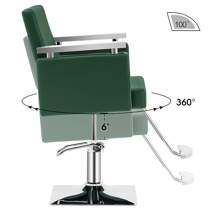 BarberPub Classic Hydraulic Barber Chair Styling Salon Chair for Hair Stylist Beauty Spa Equipment 8808 (Green)
