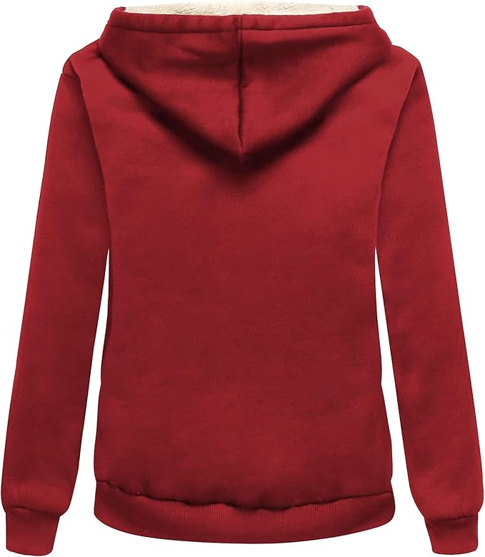 Little Beauty Womens Zip Up Hoodies Winter Thick Fleece Lined Hooded Jacket Casual Cozy Warm Sweatshirt Coat