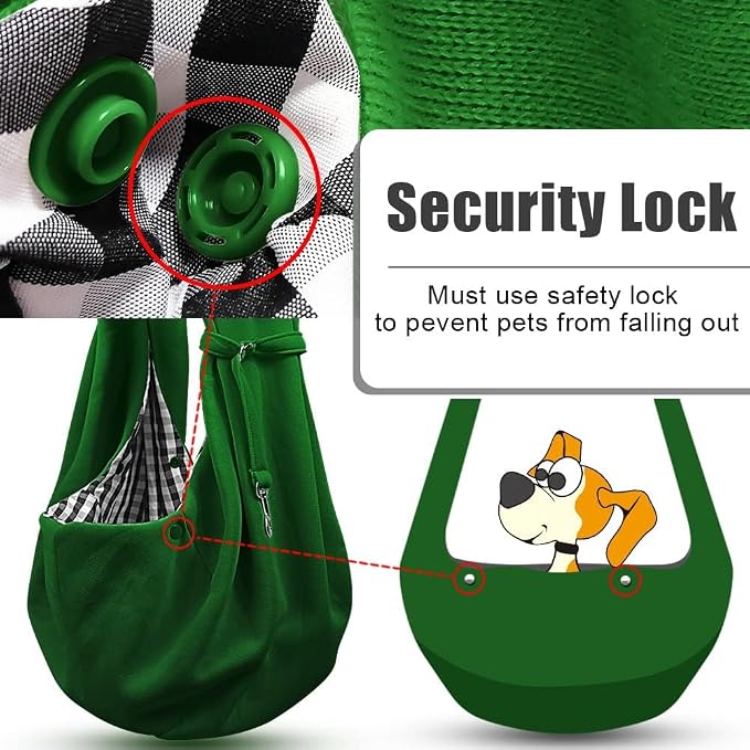 Tomkas Small Dog Cat Sling Carrier Puppy Purse Travel Wrap Soft Crossbody Pet Bag (Emerald Green, M - Classic Pocket & Classic Strap)