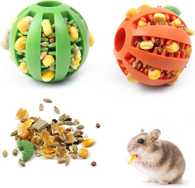 2 PCS Hamster Balls, Hamster Toy Enrichment Foraging Ball, Guinea Pig Maze Intellectual Toys Treat Balls, Snack Hidden Dispenser, Small Animals Slow Feeder for Guinea Pigs Rats Rabbits