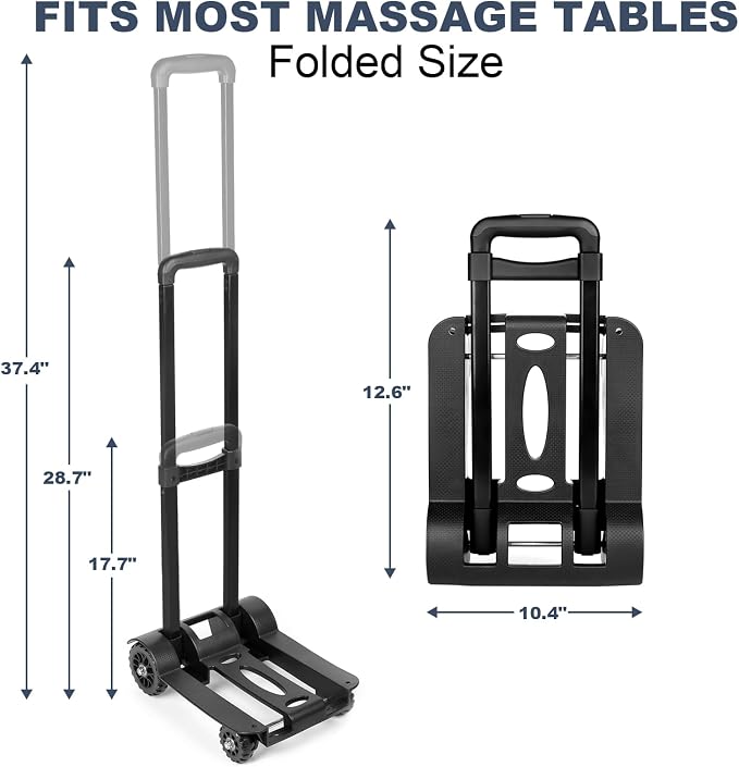 Masajeo Massage Table Cart Portable Massage Table Traveler Cart Massage Table Cart with Wheels Portable Massage Table Carrier Trolley Telescoping Handle Fits Most Sizes Sturdy Foldable Light Durable