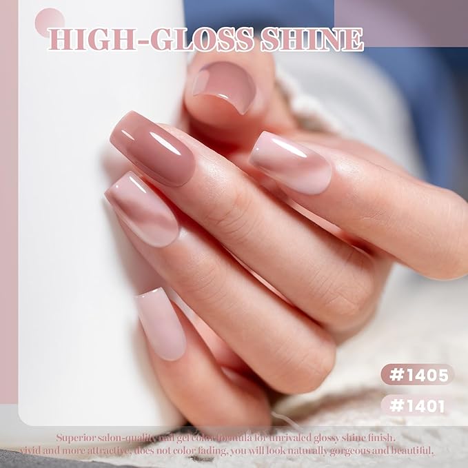 RARJSM Nude Jelly Gel Nail Polish Set Sheer Soft Ivory Blush Beige Rosy Mocha Brown Pink Cashmere Gray 6 Pcs Neutral Skin Tone Colors French Manicure Gelpolish Soak Off Curing Requires for Home Salon