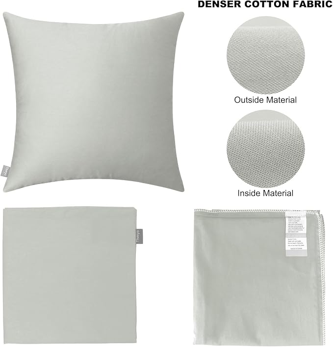 Thmyo 4-Pack 100% Cotton Comfortable Solid Decorative Throw Pillow Case Square Cushion Cover Pillowcase Sublimation Blank Pillow Covers DIY Throw Pillowcase for Sofa Bedroom(22x22 inch/ 55x55cm,Grey)