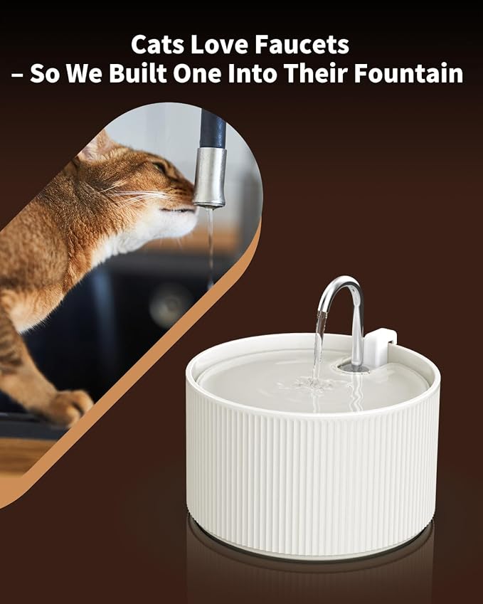 Wonder Creature Ceramic Cat Water Fountain 2.2L/74oz (White) | Quiet Pet Fountain with BPA-Free Ceramic Material, Triple Filtration System, Easy Cleaning Design for Cats and Dogs