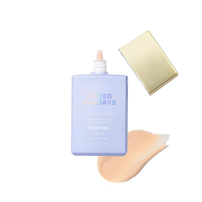 Naked Sundays CabanaGlow™ Illuminating Tint Mineral Serum Drops SPF 50 – Hydrating, Brightening, Zinc Oxide Daily Facial Sunscreen with Skin-Perfecting Pigments