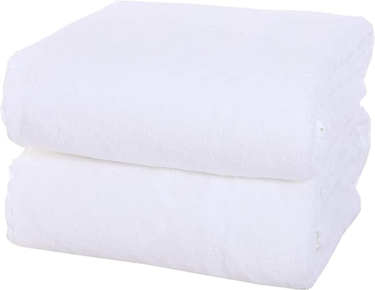 MOONQUEEN 2 Pack Premium Bath Towel Set - Quick Drying - Microfiber Coral Velvet Highly Absorbent Towels - Multipurpose Use as Bath Fitness, Bathroom, Shower, Sports, Yoga Towel (White)