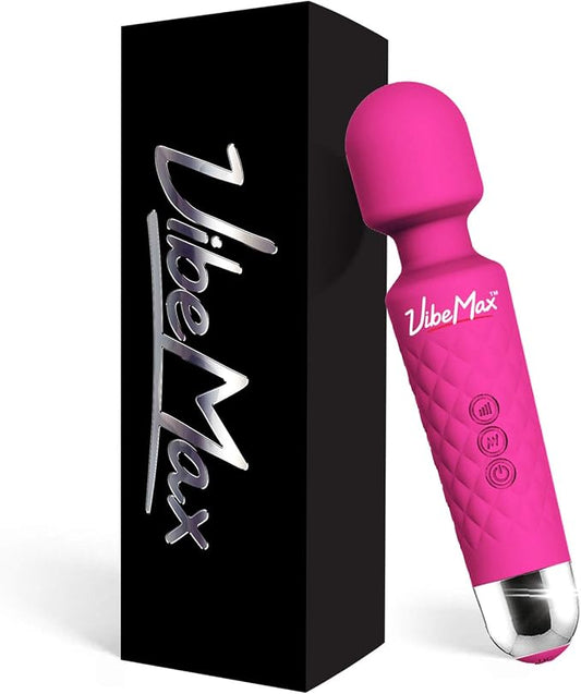 VibeMax Rechargeable Personal Massager - Powerful Multi Speed Vibration - Whisper Quiet - Waterproof - for Muscle Tension Relief - Pink