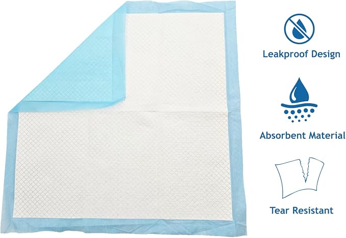 Puppy Pee Pads, 22 x 22 Inch Leak-Proof Pet Potty Training Pads for Dogs, Quick Absorb 6-Layer Design, Ideal for Puppies, Cats, Rabbits, and Guinea Pigs (Blue-50 Count)