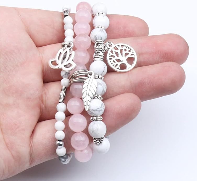 UEUC Tree of Life Yoga Healing Stone Bracelets,Multilayer Lotus Chakra Stone Reiki Bracelet Sets,Anxiety Crystal Natural Stone,for Women Stress Relief
